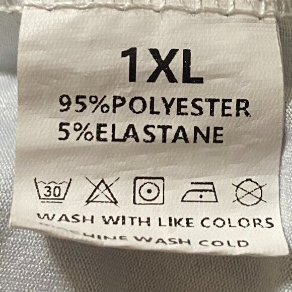 Beautiful short sleeve tunic, blue, purple & super large flower, size 1X - Picture 8 of 9